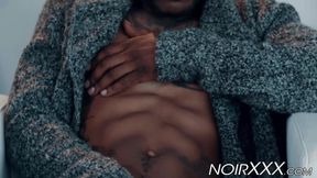 Handsome tall black gay Aaron Reese strokes his BBC