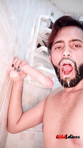 Young Latino Camilo Brown Hot Deepthroat, Anal And Facial With A 9inch Cumming Dildo Big Load