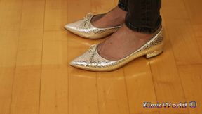 Asmr Nylon Footsteps - Shiny Flats Tapping on Wooden Floor