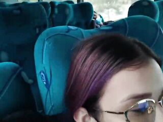 Oral sex and screwing with creampie in public service bus - BlakeProductions