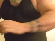Doing a quick strecth before heading out to the bar