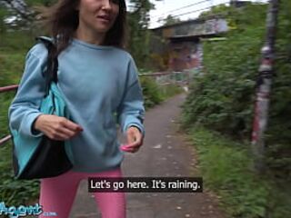 Public Agent - Hot sex outdoors with small tits brunette with a tight MOM bod hardcore public pick up