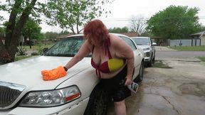 Sexy Mature bbw redhead  Nurse Vicki washes her car!