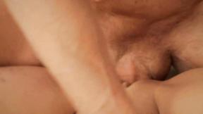 ”Pretty brunette gets a nice load on her back”