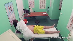 Nurse massages doctor before sex