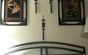 Shaved pussy is caressed