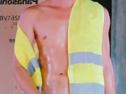Construction Worker Boy Smoking, Teasing, Oiled Body, Cursing, and Jerking Off