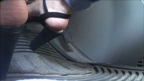 Driving black high heel sandals