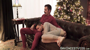 Mustached stepuncle Mitch Cox burst his milky cum in my smooth butt