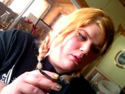double braided blonde smoking
