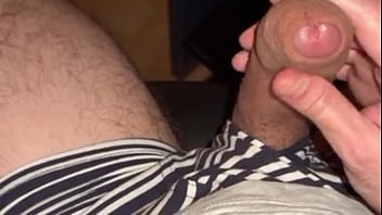 Guy Moaning while Edging Cock with Precum and Dirty Talk until Huge Cum through Underwear