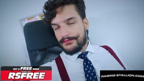 RAGING STALLION - Hunk Ruslan Angelo Bent Over the Desk by Samuel Hodecker's Huge Cock