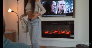 Tiny horny stepsister in ripped fishnet pantyhose was used by her stepbrother again - Squir7een