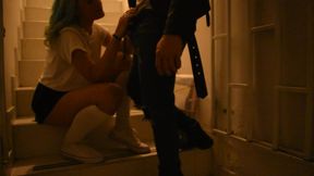 on the forbidden stairs with a friend