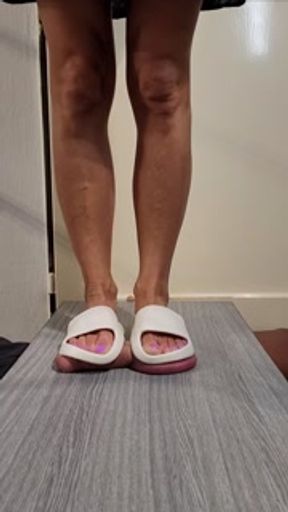 Barbie cock and Ball trample with white slippers No.41