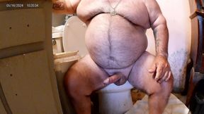 Rubbing my balls and jerking off shooting another big load