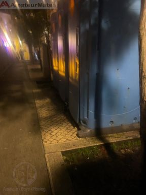 Amateur Boy Opens Street Public Toilets, Catches His Ginger Friend Peeing and Lends Him a Helping Hand