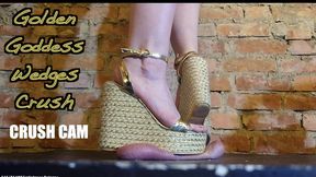 Golden Goddess Wedges Trampling Shoejob **CRUSH CAM** Worship as I crush the cum from your broken cock and balls