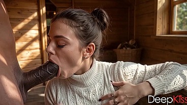 My girlfriend ran away from her husband and came to me, then pounced on my big black cock and started sucking it[AI]