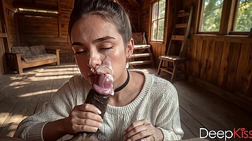 My girlfriend ran away from her husband and came to me, then pounced on my big black cock and started sucking it[AI]