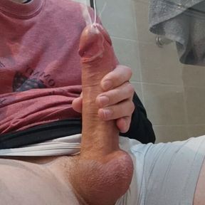 Jerking my big cock. Could you help me with your mouth?