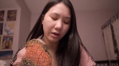 Soft innocent Chinese cutie does solo ASMR real bad