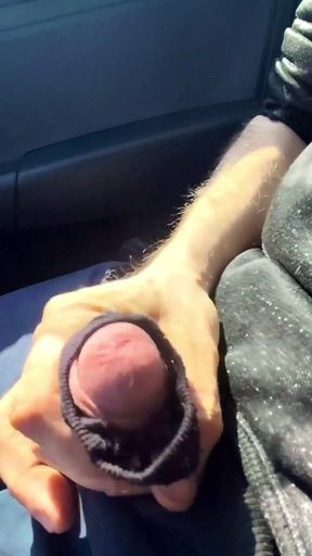 Almost caught! He jerks off in traffic in front of me, I love watching. Big cumshot! Part 1   Clip 1