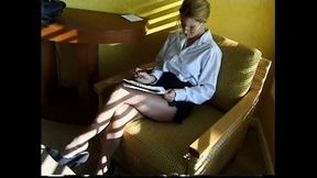 Goldie Temp Secretary in a White Blouse and Panty Hose