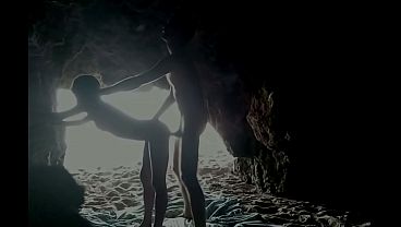 At the beach inside the cave