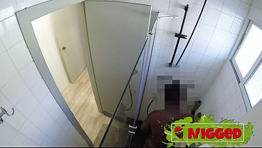 Naughty secretary auditions BBC and breaks into the showers. Sandra V, slutty HHRR on Nigged