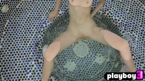 Cute Asian teen exposes stunning body in wet lingerie