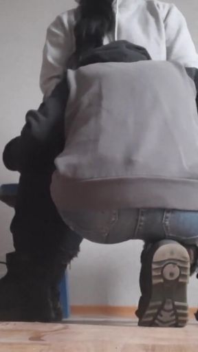 My married neighbor licks my pussy in her uninhabited apartment so that her husband doesn't find out about it   Clip 1