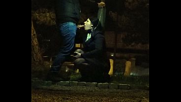 Sucking cock by the roadside on rush hour