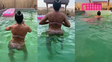 Curvy MILF Wet Twerking Poolside Booty Bounce