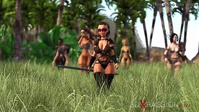 Outdoor shemale fucks young hottie with intense passion on amazonian adventure