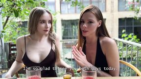 Lucky guy gets lucky with two cute teen sisters in a hot threesome!