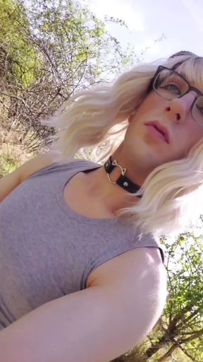Sissy Maddy Showing Off Caged Clitty And Plugged Ass In Public   Clip 1