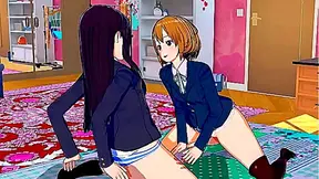 Kyoko Shares Sweet Melody with Yui in K-On! Lesbian Serenade