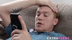 'Tiny Tease Rides Hard Rod Wildly Naked On Couch'