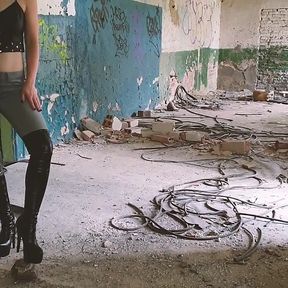 Boots, Jeans &amp; Crushing Tease in an Abandoned Building