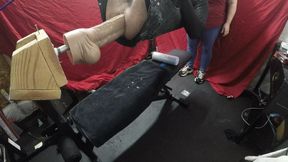 Pushing him in the swing. Huge dildo