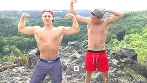 Summer Handjob Adventure – Flexing Muscles During Hot Sessions