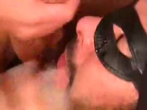 Masked man throat fucked lustily