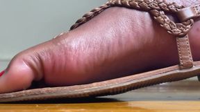 Ebony Feet in Brown Sandals Teasing