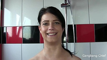 Mouthful piss shower bathroom piss on tits body pussy