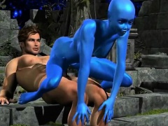 Human Fucking 3D Blue Alien Girl!