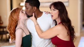 Black man fucks teen and MILF together