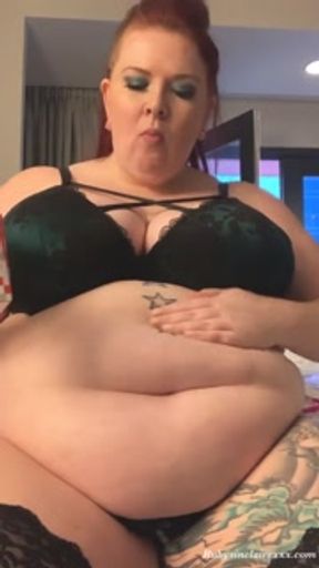 Mukbang Checkers Burger Stuffing Big Belly BBW Feedee Gainer