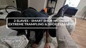 2 Slaves – Smart Shoe Worship – Extreme Trampling & Shoe Cleaning – 10 min