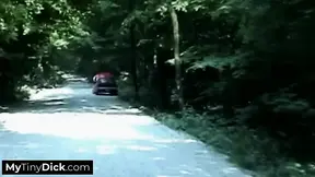 He's getting a wet outdoor blowjob from his blonde girlfriend